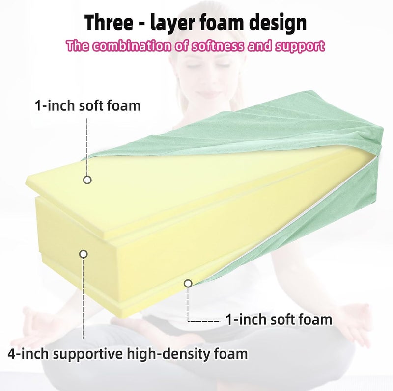 GOFORIT Yoga Bolster Pillow for Meditation and Support，Rectangular Meditation Pillow for Restorative Yoga，26.5"X9.5" X6" - Image 2